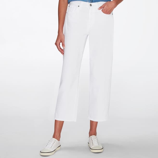 7 For All Mankind White Modern Straight Stretch Jeans