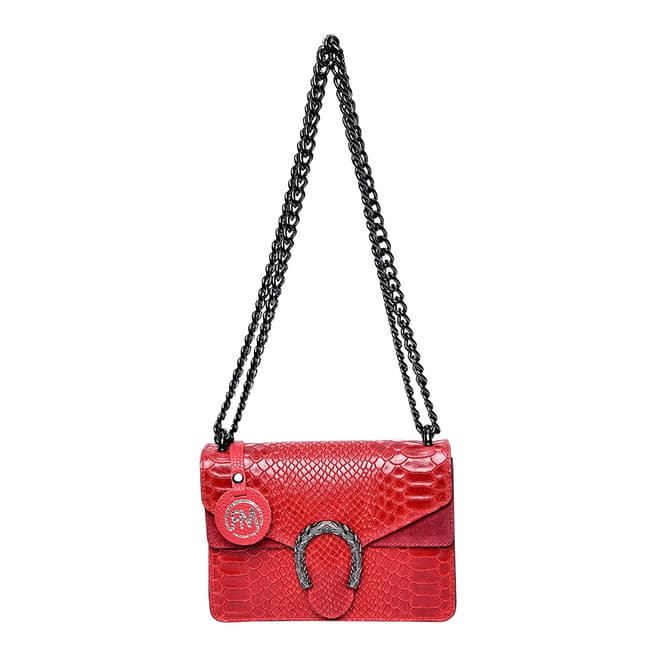 Roberta M Red Italian Leather Shoulder Bag