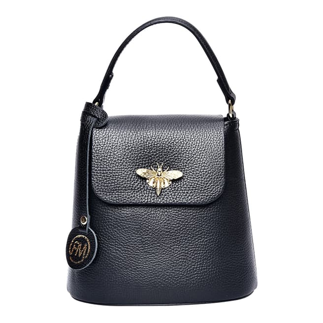 Roberta M Black Italian Leather Crossbody Bag
