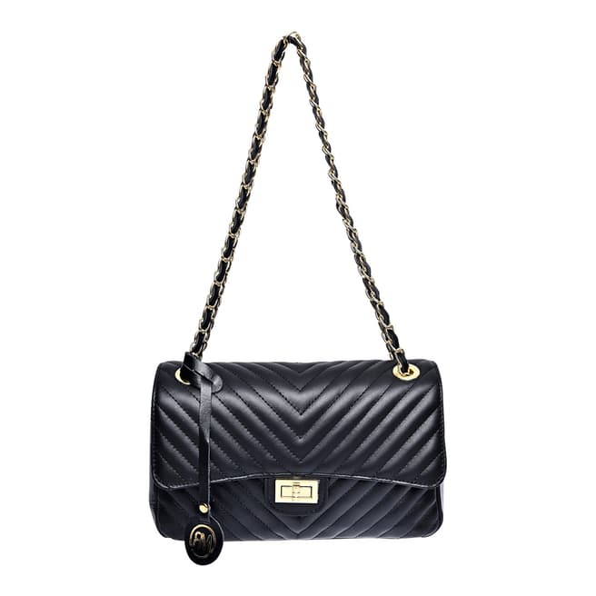 Roberta M Black Italian Leather Shoulder Bag