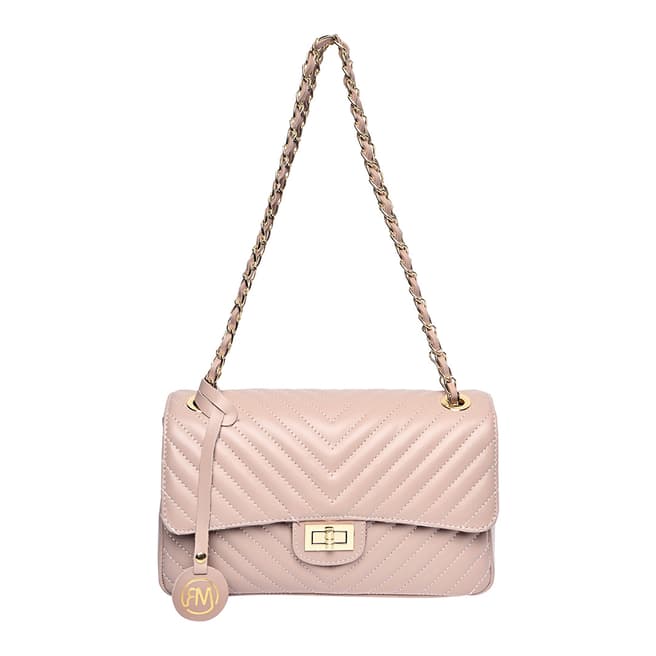 Roberta M Light Pink Italian Leather Shoulder Bag