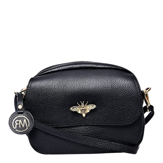 Roberta M Black Italian Leather Crossbody Bag