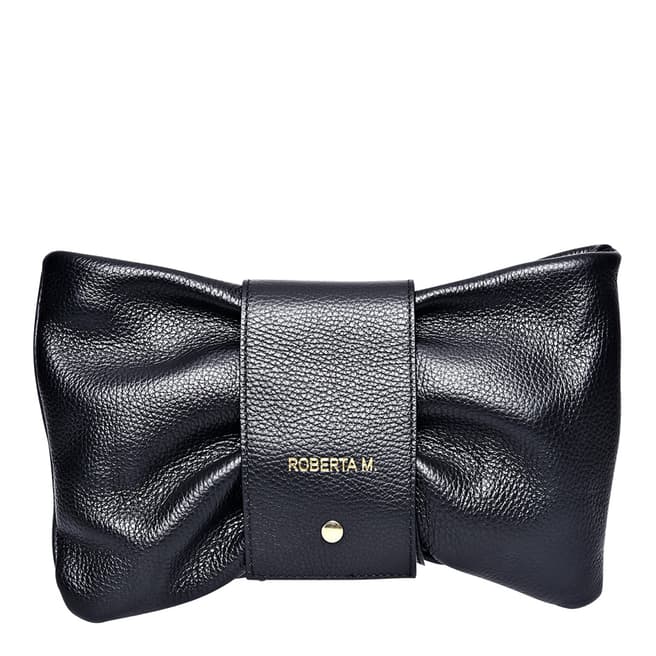 Roberta M Black Italian Leather Crossbody bag