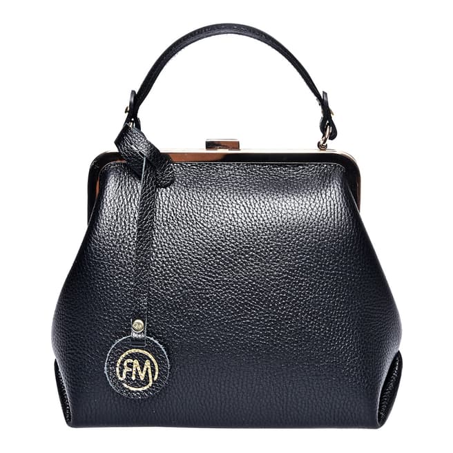 Roberta M Black Italian Leather Top Handle/Crossbody Bag