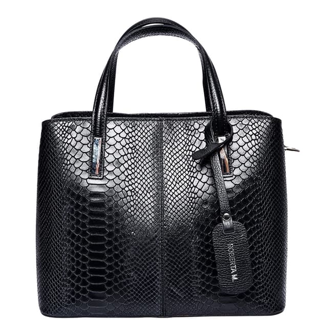 Roberta M Black Italian Leather Top Handle Bag