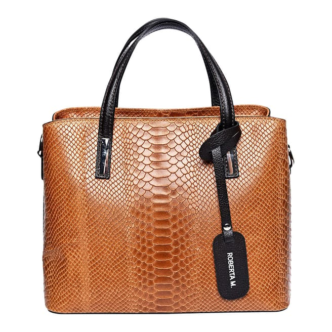 Roberta M Brown Italian Leather Top Handle Bag
