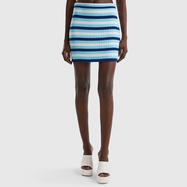 United Colors of Benetton Blue Striped Mini Skirt