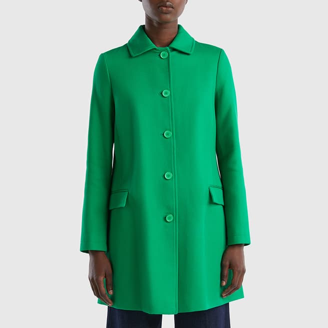United Colors of Benetton Green Longline Cotton Coat