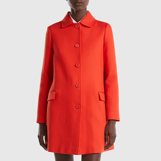 United Colors of Benetton Red Longline Cotton Coat