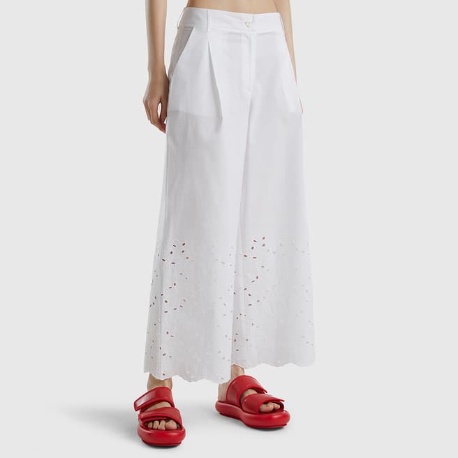 United Colors of Benetton White Cut Out Cotton Trousers
