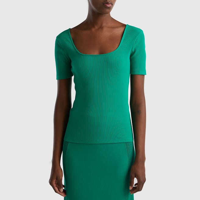 United Colors of Benetton Green Square Neck Top