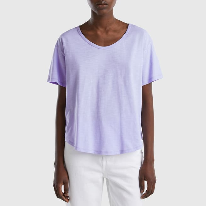 United Colors of Benetton Violet Relaxed Cotton T-Shirt