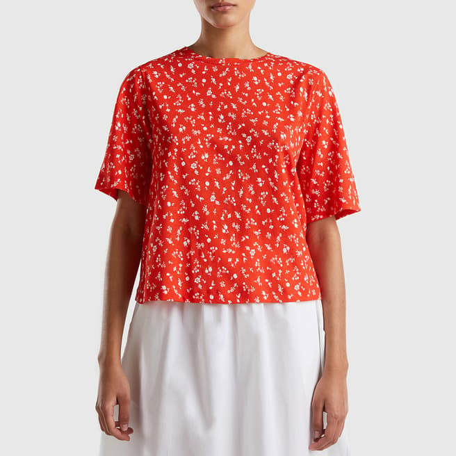 United Colors of Benetton Orange Floral Top