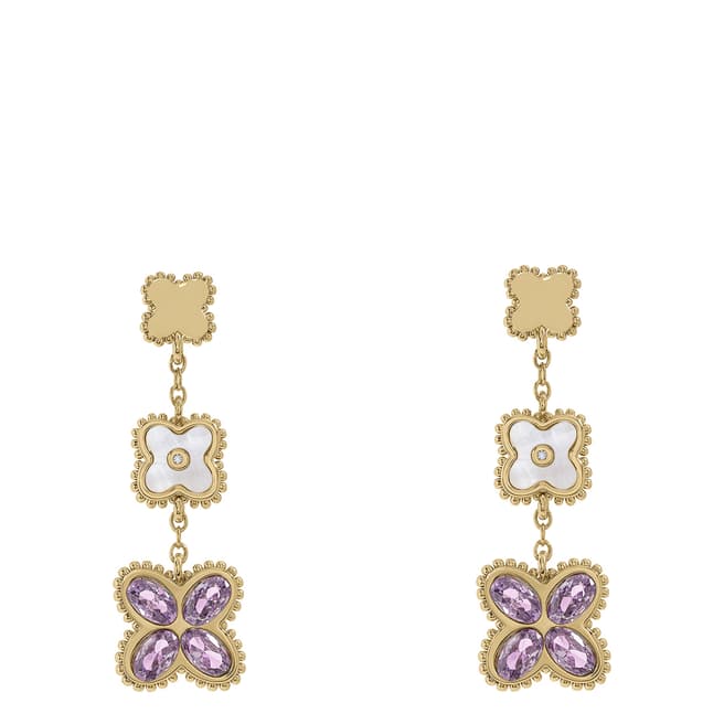 Radley 18ct Pale Gold Plated Purple Stone Drop Earrings