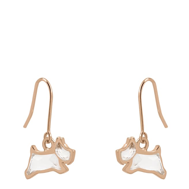 Radley 18ct Rose Gold Plated Sterling Silver Clear Stone Jumping Dog Earrings