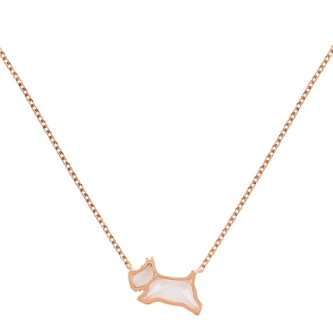 Radley 18ct Rose Gold Plated Sterling Silver Clear Stone Jumping Dog Necklace