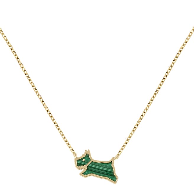 Radley Radley Hay'S Mews Ladies 18ct Pale Gold Plated Sterling Silver Malachite Coloured Resin Jumping Dog Necklace