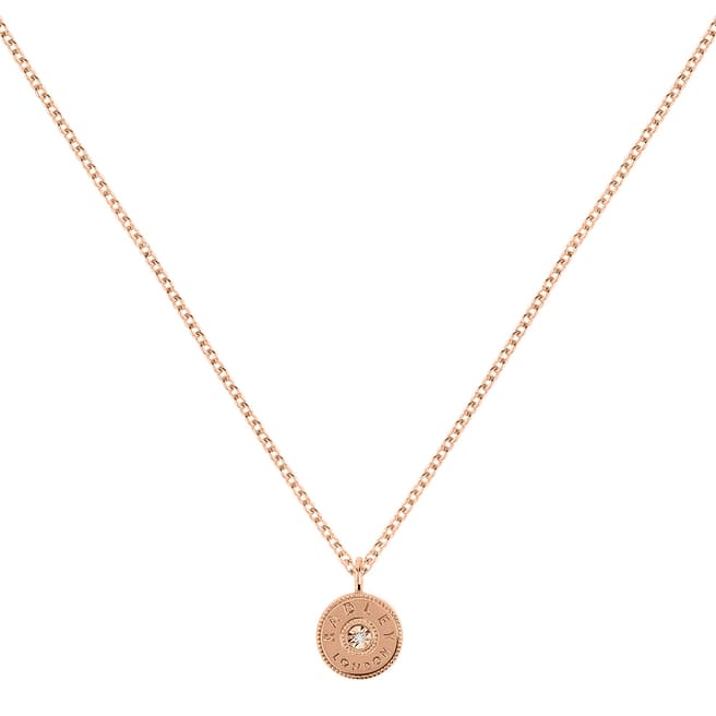 Radley 18ct Rose Gold Plated Sterling Silver Diamond Disc Necklace