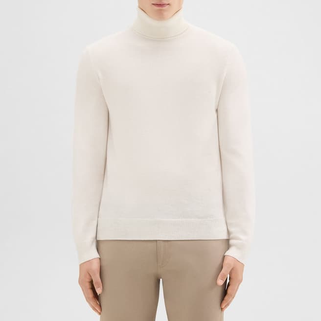 Theory Cream Hilles Turtle Neck Cashmere Jumper