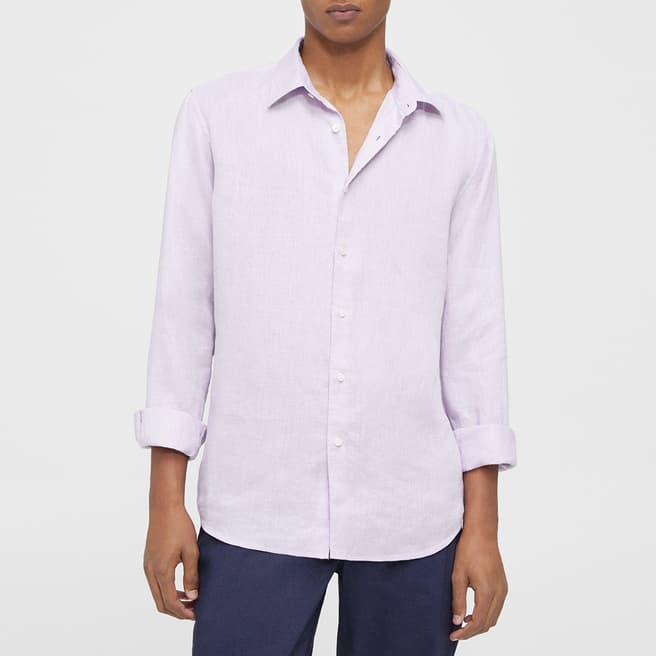 Theory Lilac Irving Long Sleeve Linen Shirt