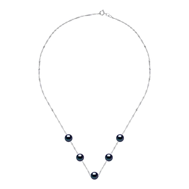 Mitzuko Black Freshwater Pearls Silver Necklace 9-10 mm