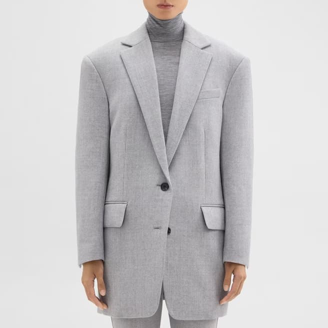 Theory Grey Boxy Oversized Wool Jacket