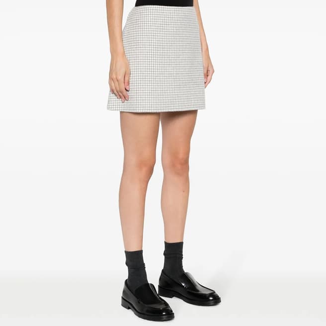 Theory White Check Wool Mini Skirt