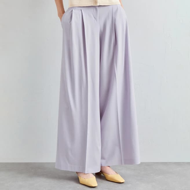 Theory Lilac Low Rise Pleated Wool Blend Trousers