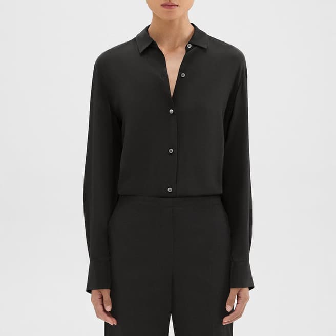 Theory Black Long Sleeve Button Blouse