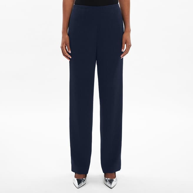 Theory Navy Elasticated Straight Trousers