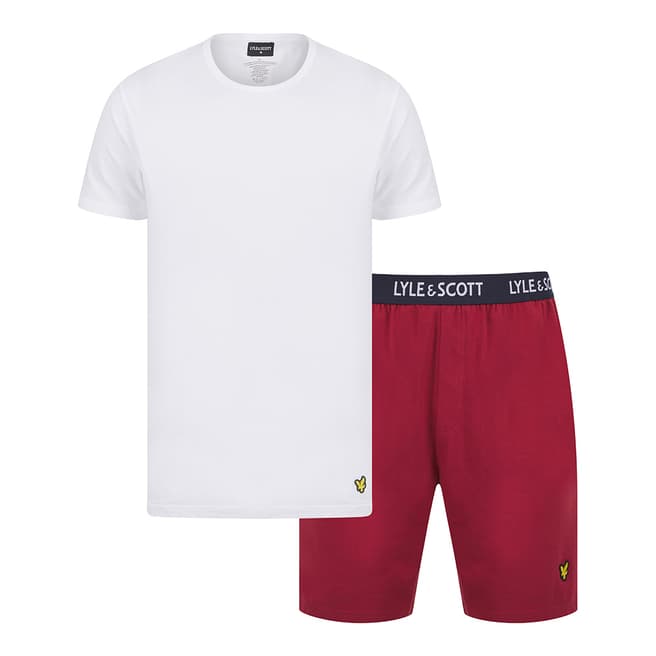Lyle & Scott Red and White Short Lounge Set