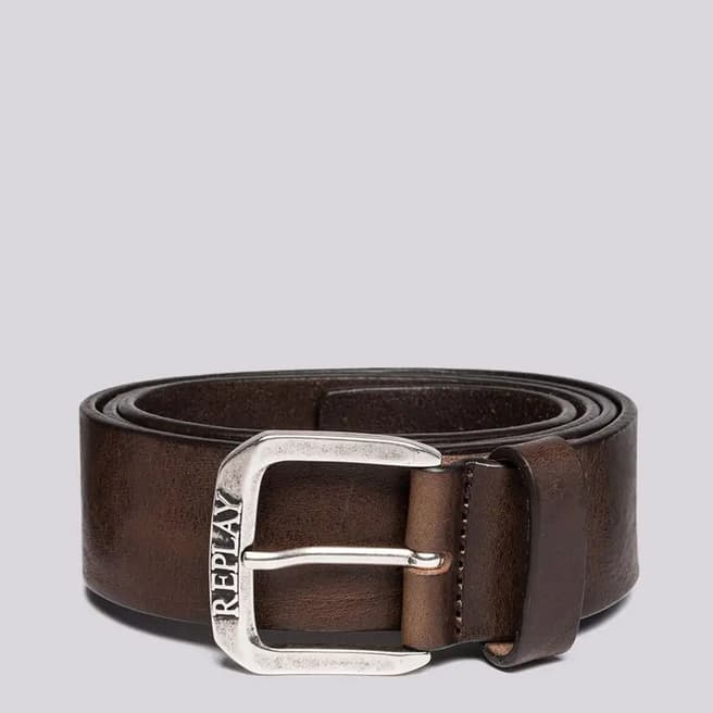 Replay Brown Vintage Effect Leather Belt