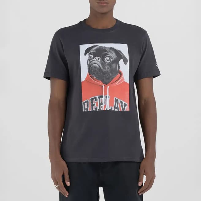 Replay Black Pug Logo Cotton T-Shirt