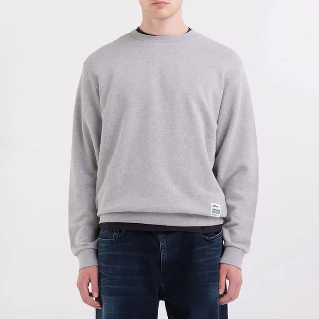 Replay Light Grey Back Logo Cotton Sweatshirt