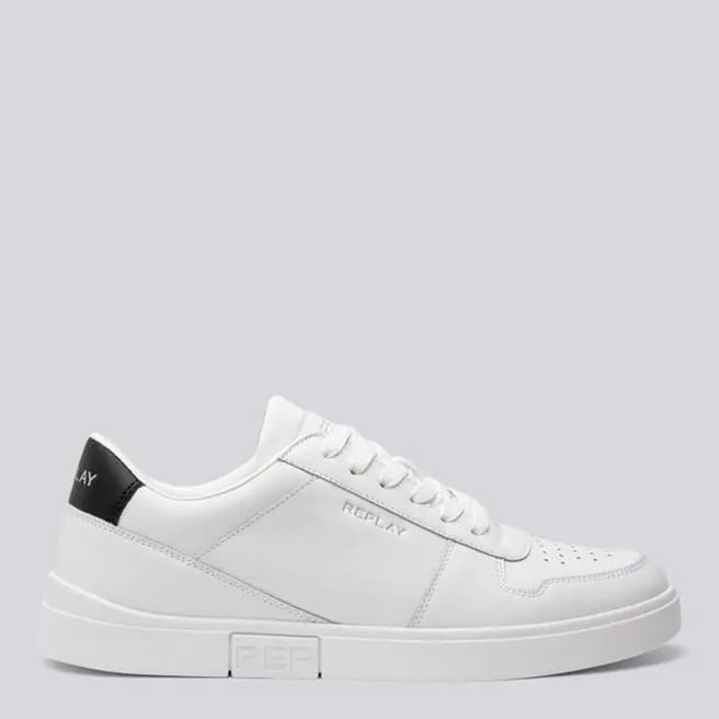 Replay White Leather Court Trainers