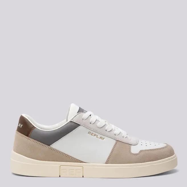 Replay Neutral Leather Court Trainers