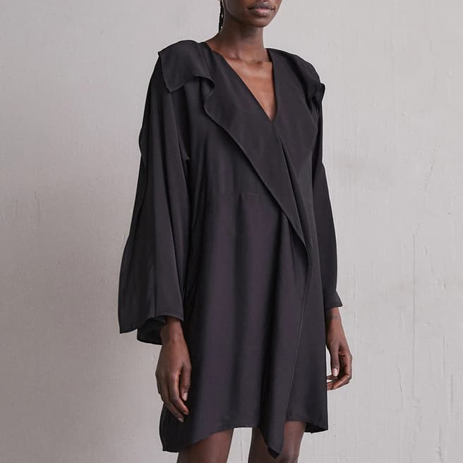 By Malene Birger Black Frilled Midi Dress