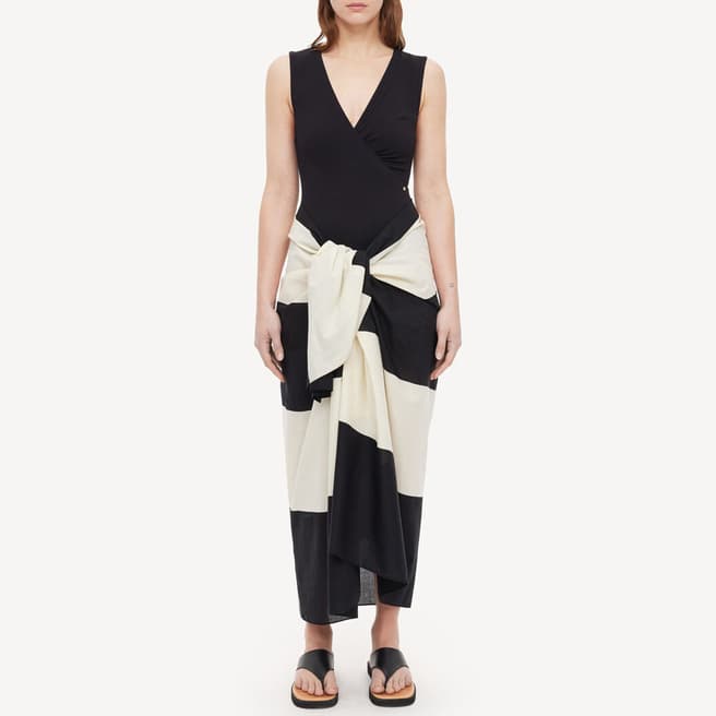 By Malene Birger Black and Cream Jialo Cotton Scarf