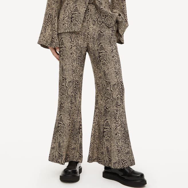 By Malene Birger Brown Snake Effect Flared Trousers