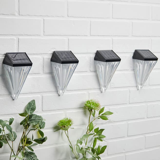 Gablemere Solar Diamond Wall Lights, Pack of 4