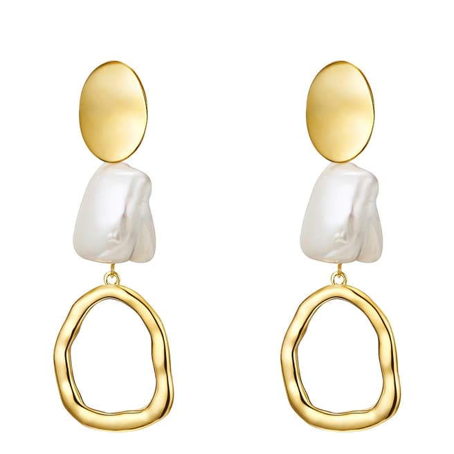 Perldor Yellow Gold Drop Pearl Earrings