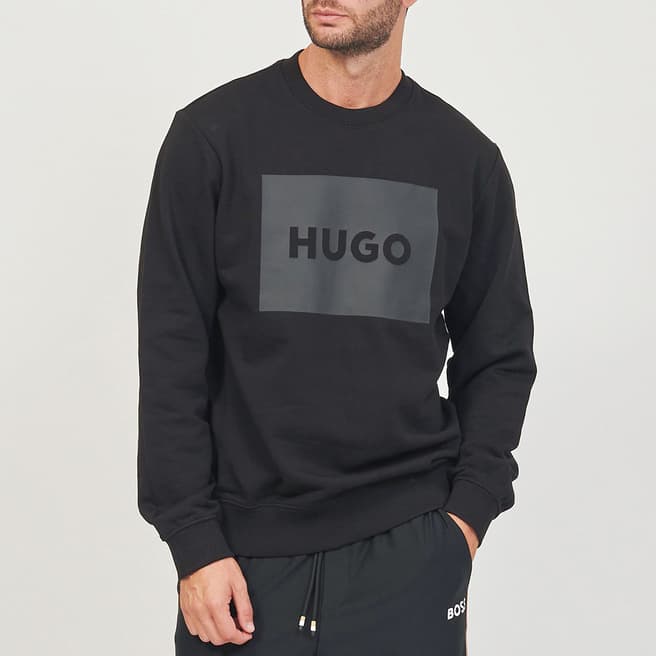 HUGO Black Terry Cotton Sweatshirt