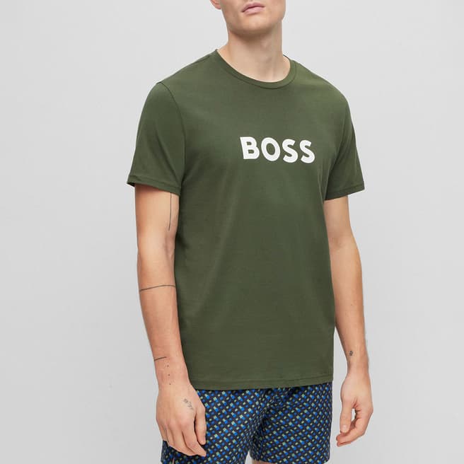 BOSS Dark Green Regular Fit Cotton T-Shirt