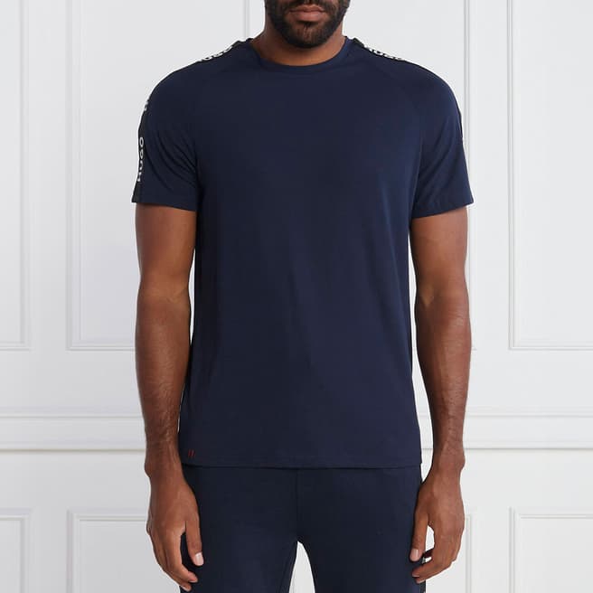 HUGO Dark Blue Sporty Cotton Blend T-Shirt