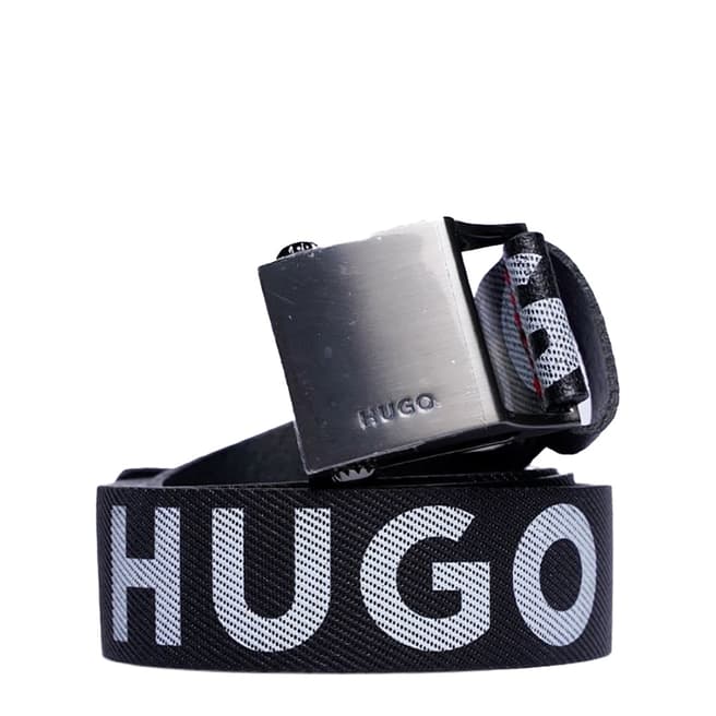 HUGO Black Buckle Leather Belt