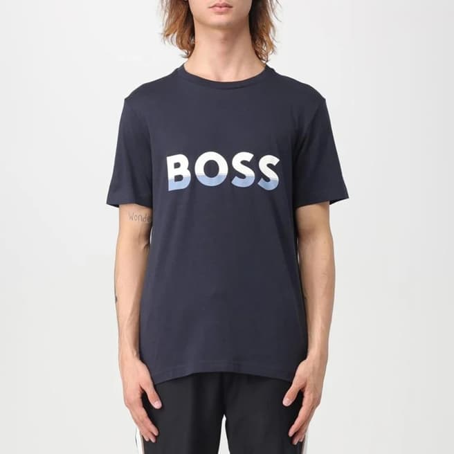 BOSS Navy Crew Cotton T-Shirt