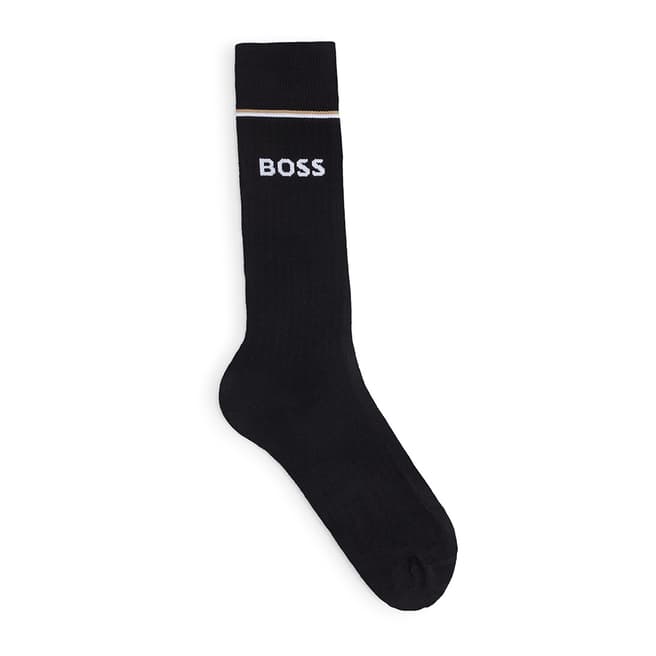 BOSS Black Ribbed Cotton Blend Socks