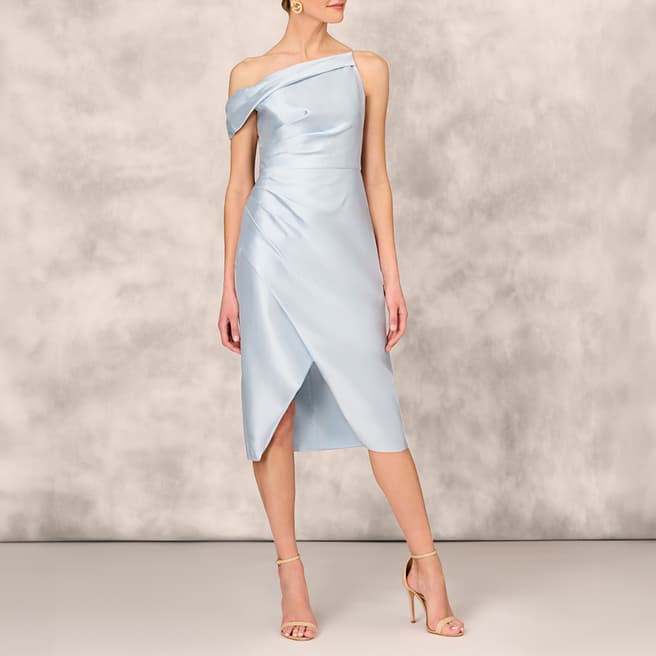 Adrianna Papell Light Blue Asymmetrical Mikado Gown