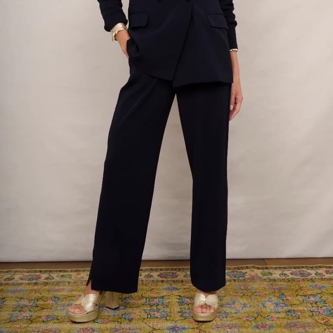 Wyse Navy Quinty Wide Leg Trousers