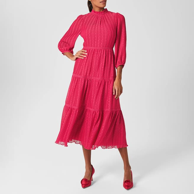 Hobbs London Pink Colette Midi Dress